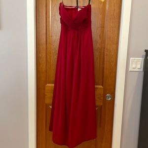 Cranberry strapless floor length gown